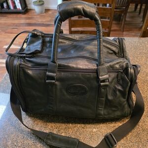 Bugatti Black Leather Duffel Bag